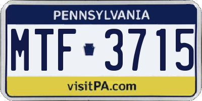 PA license plate MTF3715