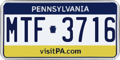 PA license plate MTF3716