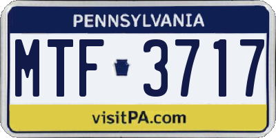 PA license plate MTF3717