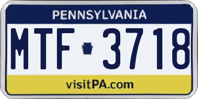 PA license plate MTF3718