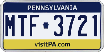 PA license plate MTF3721