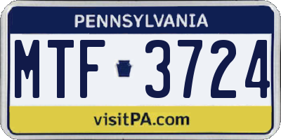 PA license plate MTF3724