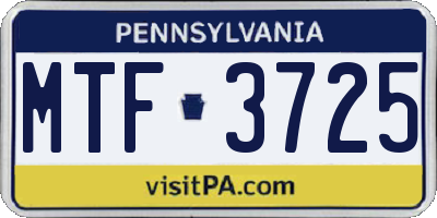 PA license plate MTF3725