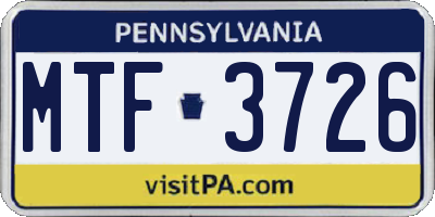 PA license plate MTF3726