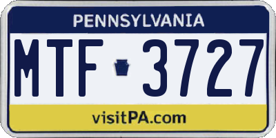 PA license plate MTF3727