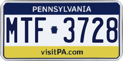 PA license plate MTF3728