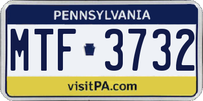 PA license plate MTF3732
