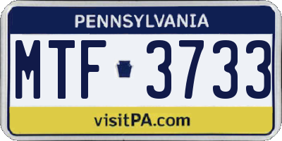 PA license plate MTF3733