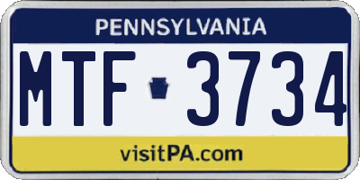 PA license plate MTF3734