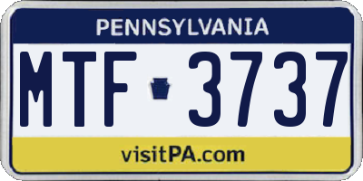 PA license plate MTF3737
