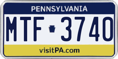 PA license plate MTF3740