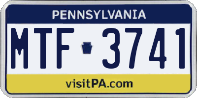 PA license plate MTF3741