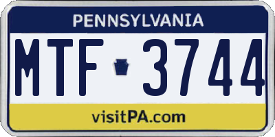 PA license plate MTF3744