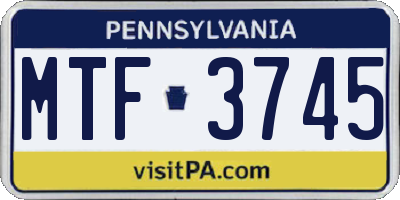 PA license plate MTF3745