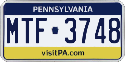 PA license plate MTF3748