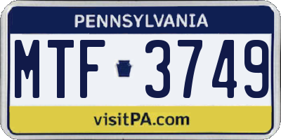 PA license plate MTF3749