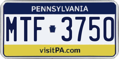 PA license plate MTF3750