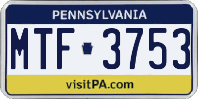 PA license plate MTF3753