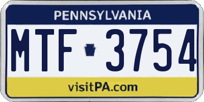 PA license plate MTF3754