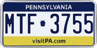 PA license plate MTF3755