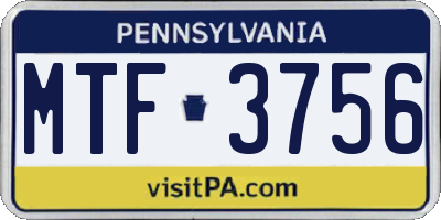 PA license plate MTF3756