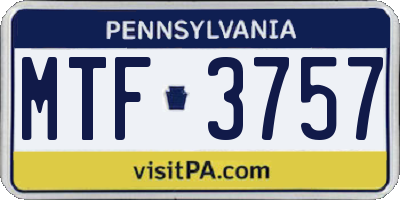 PA license plate MTF3757