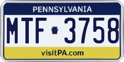 PA license plate MTF3758