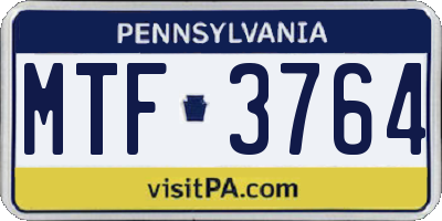 PA license plate MTF3764