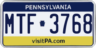 PA license plate MTF3768