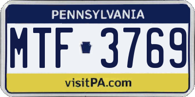 PA license plate MTF3769
