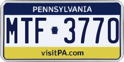 PA license plate MTF3770