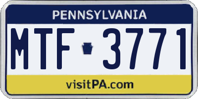 PA license plate MTF3771