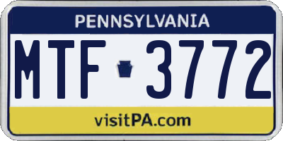 PA license plate MTF3772