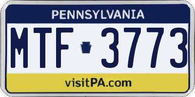 PA license plate MTF3773