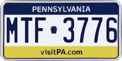 PA license plate MTF3776