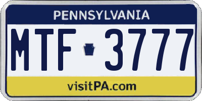 PA license plate MTF3777