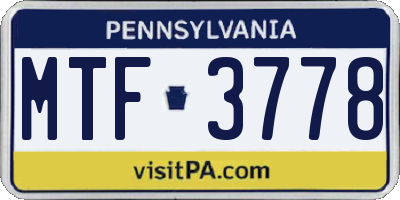 PA license plate MTF3778
