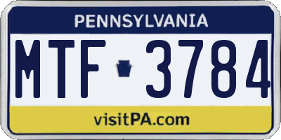 PA license plate MTF3784