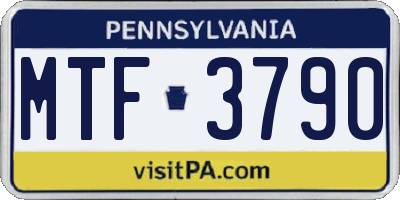 PA license plate MTF3790