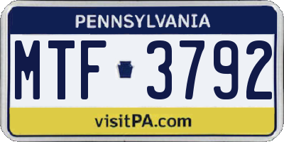 PA license plate MTF3792
