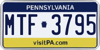 PA license plate MTF3795