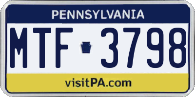 PA license plate MTF3798