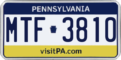 PA license plate MTF3810