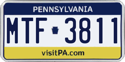PA license plate MTF3811