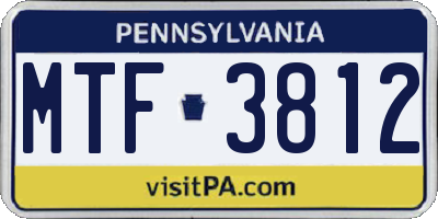 PA license plate MTF3812