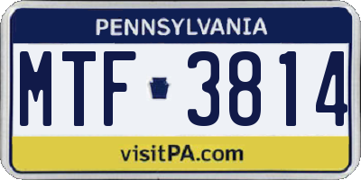 PA license plate MTF3814