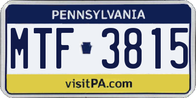 PA license plate MTF3815
