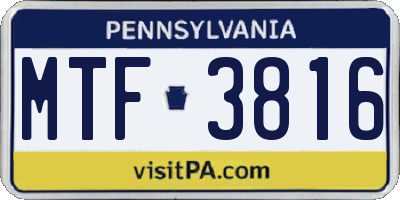 PA license plate MTF3816