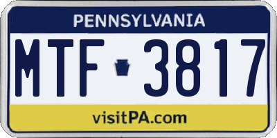 PA license plate MTF3817