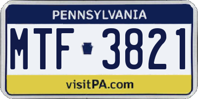 PA license plate MTF3821